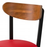 Lancaster Table & Seating Boomerang Black Finish Chair with Red Vinyl Seat and Vintage Wood Back Lancaster Table & Seating Boomerang Black Finish Chair with Red Vinyl Seat and Vintage Wood Back