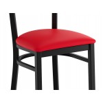 Lancaster Table & Seating Boomerang Black Finish Chair with Red Vinyl Seat and Vintage Wood Back Lancaster Table & Seating Boomerang Black Finish Chair with Red Vinyl Seat and Vintage Wood Back