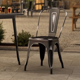 Lancaster Table & Seating Alloy Distressed Onyx Black Outdoor Cafe Chair Lancaster Table & Seating Alloy Distressed Onyx Black Outdoor Cafe Chair