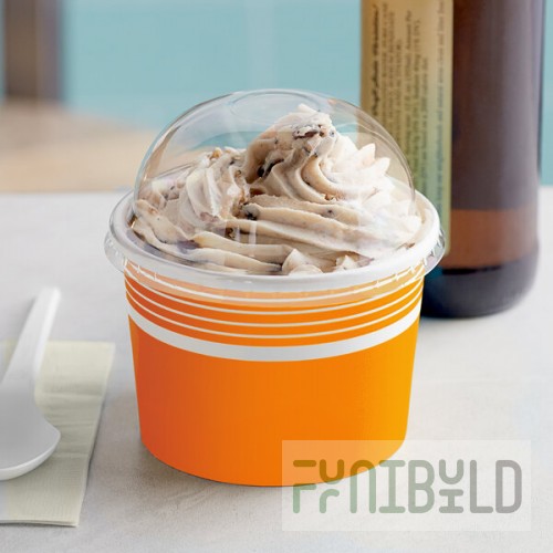 Choice 12 oz. Orange Paper Frozen Yogurt / Food Cup with Dome Lid - 50/Case