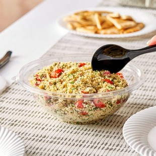 Visions 48 oz. Clear PET Plastic Round Catering / Serving Bowl - 25/Pack Visions 48 oz. Clear PET Plastic Round Catering / Serving Bowl - 25/Pack
