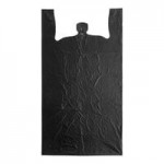 Choice 1/10 XS Size Black Unprinted Embossed Medium-Duty Plastic T-Shirt Bag - 1,500/Case Choice 1/10 XS Size Black Unprinted Embossed Medium-Duty Plastic T-Shirt Bag - 1,500/Case