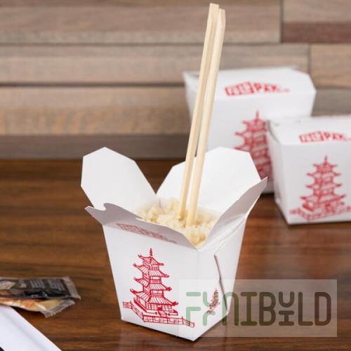 Fold-Pak 08MWPAGODM 8 oz. Pagoda Chinese / Asian Microwavable Paper Take-Out Container - 450/Case