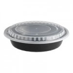 Pactiv Newspring NC-948-B 48 oz. Black VERSAtainer Round Microwavable Container with Lid - 150/Case