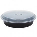 Pactiv Newspring NC-948-B 48 oz. Black VERSAtainer Round Microwavable Container with Lid - 150/Case
