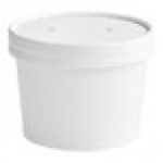 Choice 12 oz. Medley Double Poly-Coated Paper Soup / Hot Food Cup with Vented Paper Lid - 25/Pack