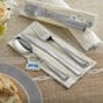 Visions Classic Individually Wrapped Extra Heavy Weight Silver Polystyrene Plastic Cutlery Set with Napkin and Salt and Pepper Packets - 100/Case