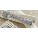 Visions Classic Individually Wrapped Extra Heavy Weight Silver Polystyrene Plastic Cutlery Set with Napkin and Salt and Pepper Packets - 100/Case
