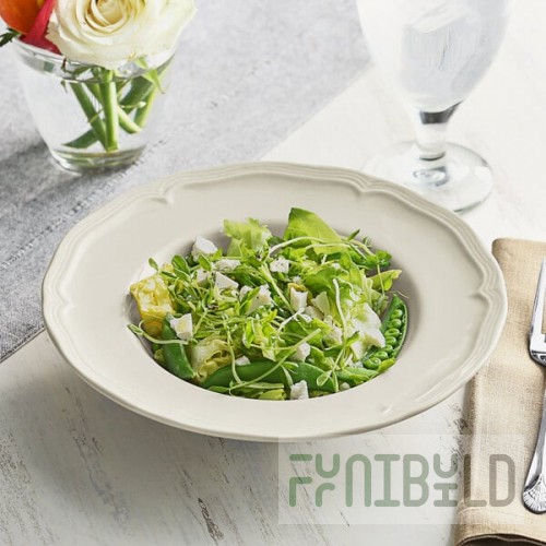 Acopa Condesa 11 oz. Warm Gray Scalloped Wide Rim Porcelain Bowl - Sample