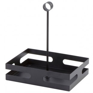 American Metalcraft SCHB8 Black Rectangular Contemporary Condiment Caddy with Card Holder - 8