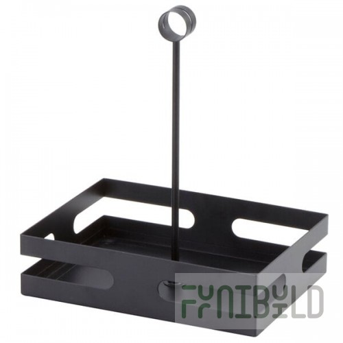 American Metalcraft SCHB8 Black Rectangular Contemporary Condiment Caddy with Card Holder - 8