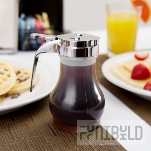 TableCraft PP410 10 oz. Polypropylene Teardrop Syrup Dispenser with Chrome Plated Metal Top - 12/Pack