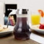TableCraft PP410 10 oz. Polypropylene Teardrop Syrup Dispenser with Chrome Plated Metal Top - 12/Pack