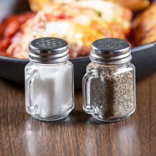 TableCraft C170-12 1.5 oz. Clear Glass Mini Mason Jar Shaker with Stainless Steel Top - 12/Pack