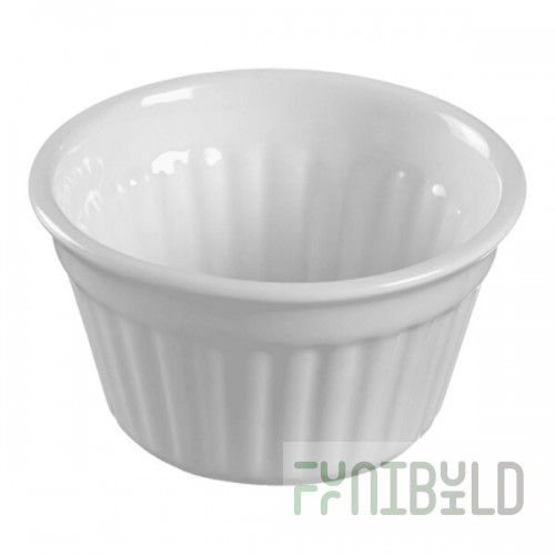 Solia Fondant 2 oz. Round White Fluted Porcelain Mini Dish - 144/Case