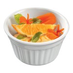 Solia Fondant 2 oz. Round White Fluted Porcelain Mini Dish - 144/Case