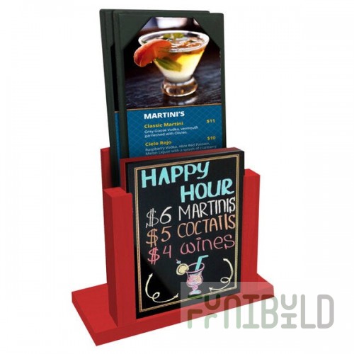 Menu Solutions WDMH-WET Berry Wood Menu Holder with 4