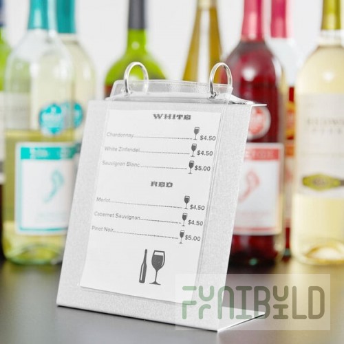 Menu Solutions MT2R-TOPA Alumitique Aluminum Menu Tent with Top Rings - Brushed Finish - 6