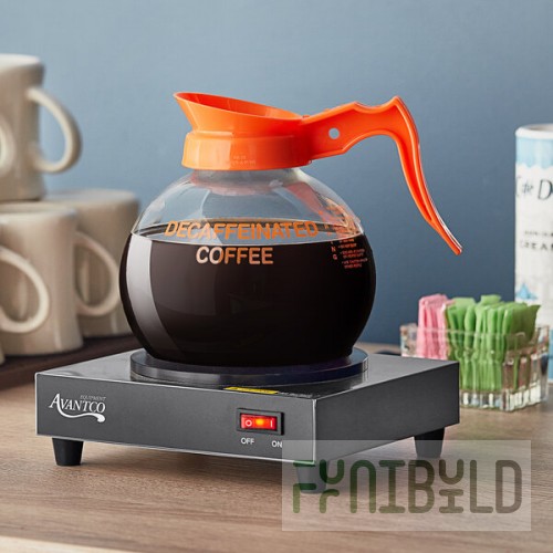 Curtis 70280200406 Crystalline Decaf Glass Coffee Decanter with Orange Handle and Decaf Logo