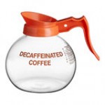Curtis 70280200406 Crystalline Decaf Glass Coffee Decanter with Orange Handle and Decaf Logo
