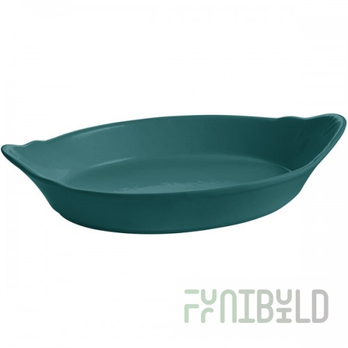 TableCraft CW1710HGN 28 oz. Hunter Green Oval Au Gratin Dish