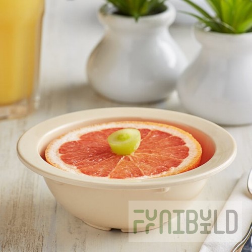 Acopa Foundations 10 oz. Tan Narrow Rim Melamine Grapefruit Bowl - 12/Case