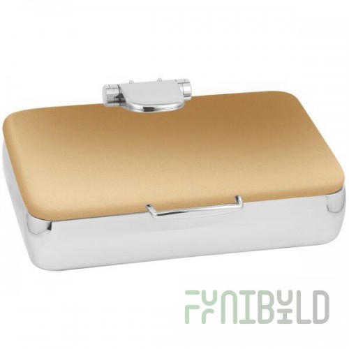 Eastern Tabletop 3995RZ Jazz Rock 8 Qt. Rectangular Bronze Coated Stainless Steel Induction Chafer with Hinged Dome Cover