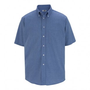 Edwards 1027 Men's Customizable French Blue Short Sleeve Wrinkle-Resistant Easy-Care Oxford Dress Shirt with Soil Release - 2X Edwards 1027 Men's Customizable French Blue Short Sleeve Wrinkle-Resistant Easy-Care Oxford Dress Shirt with Soil Release - 2X