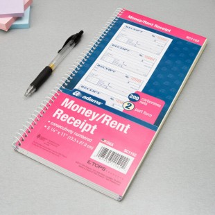 Adams SC1152 2-Part Blue and White Carbonless Rent Receipt Book with 200 Receipts - 25/Case