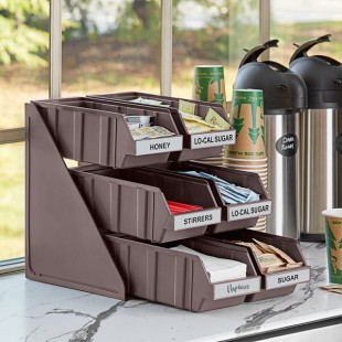 Choice Brown 3-Tier Self-Serve Organizer Set with 6 Bins and 2 Label Sheets