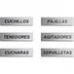 ServSense Magnetic Stainless Steel Flatware Labels for Self-Service Station Organizers - Spanish - 6/Pack