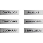 ServSense Magnetic Stainless Steel Flatware Labels for Self-Service Station Organizers - Spanish - 6/Pack