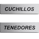 ServSense Magnetic Stainless Steel Flatware Labels for Self-Service Station Organizers - Spanish - 6/Pack