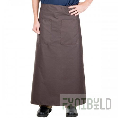 Intedge Brown Poly-Cotton Bistro Apron with 2 Pockets - 38