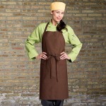 Uncommon Chef 3004 Brown Customizable Poly-Cotton Twill Bib Apron with 3 Pockets - 34