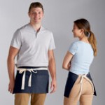 Choice Kelly Green Poly-Cotton Waist Apron with Natural Webbing and 3 Pockets - 12