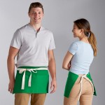 Choice Kelly Green Poly-Cotton Waist Apron with Natural Webbing and 3 Pockets - 12