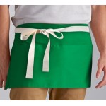 Choice Kelly Green Poly-Cotton Waist Apron with Natural Webbing and 3 Pockets - 12