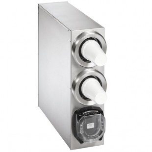 Vollrath K58823-D-D Stainless Steel 2-Slot Vertical 8 - 44 oz. Countertop Cup Dispenser Cabinet with 1 LidSaver® 3 Dispenser