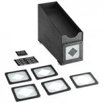 KleanTake by ServSense Black Countertop Slim Cup Dispenser Cabinet with 6 Fast-Changing Gaskets - 3 Slot