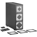KleanTake by ServSense Black Countertop Slim Cup Dispenser Cabinet with 6 Fast-Changing Gaskets - 3 Slot