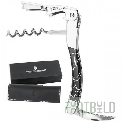 Laguiole Tradition Black with Lines Plexi Waiter's Corkscrew 3459