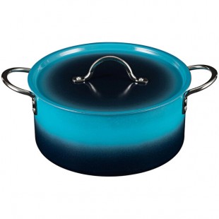 Bon Chef Country French X 5.7 Qt. Ombre Caribbean Blue Sauce Pot with Cover 73303-OM-C Bon Chef Country French X 5.7 Qt. Ombre Caribbean Blue Sauce Pot with Cover 73303-OM-C