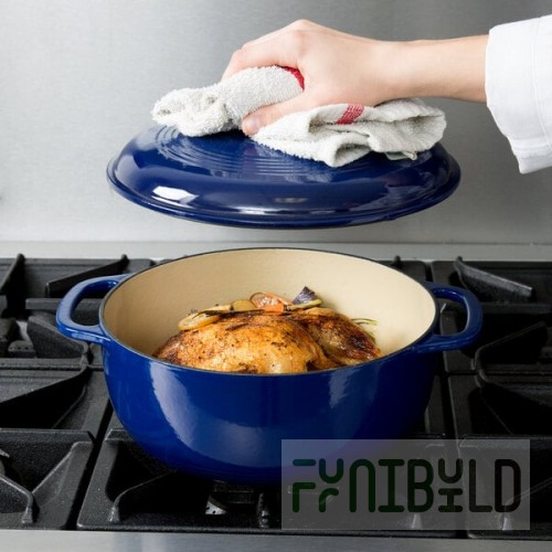 Lodge EC6D32 6 Qt. Indigo Enameled Cast Iron Dutch Oven