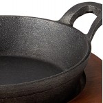 Valor 25 oz. Pre-Seasoned Mini Cast Iron Casserole Dish with Rustic Chestnut Finish Rubberwood Underliner Valor 25 oz. Pre-Seasoned Mini Cast Iron Casserole Dish with Rustic Chestnut Finish Rubberwood Underliner