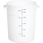 Carlisle 22 Qt. White Round Polyethylene Food Storage Container with Blue Graduations Carlisle 22 Qt. White Round Polyethylene Food Storage Container with Blue Graduations