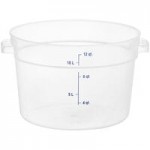 Carlisle 22 Qt. White Round Polyethylene Food Storage Container with Blue Graduations Carlisle 22 Qt. White Round Polyethylene Food Storage Container with Blue Graduations