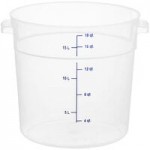 Carlisle 22 Qt. White Round Polyethylene Food Storage Container with Blue Graduations Carlisle 22 Qt. White Round Polyethylene Food Storage Container with Blue Graduations