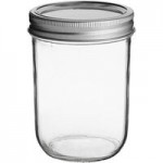 Choice 8 oz. Half-Pint Regular Mouth Glass Canning / Mason Jar with Silver Metal Lid and Band - 12/Case