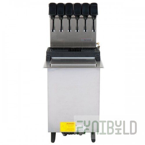Servend 2705936 DI-1522 6 Valve Sanitary Lever Drop-In Beverage Dispenser with 60 lb. Ice Storage and Internal Carbonator